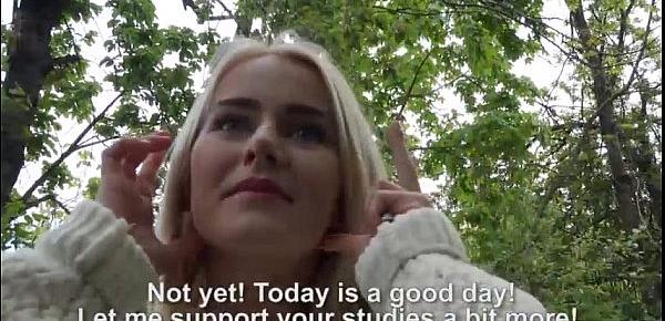  Blond Eurobabe Aisha gets her pussy banged in the woods